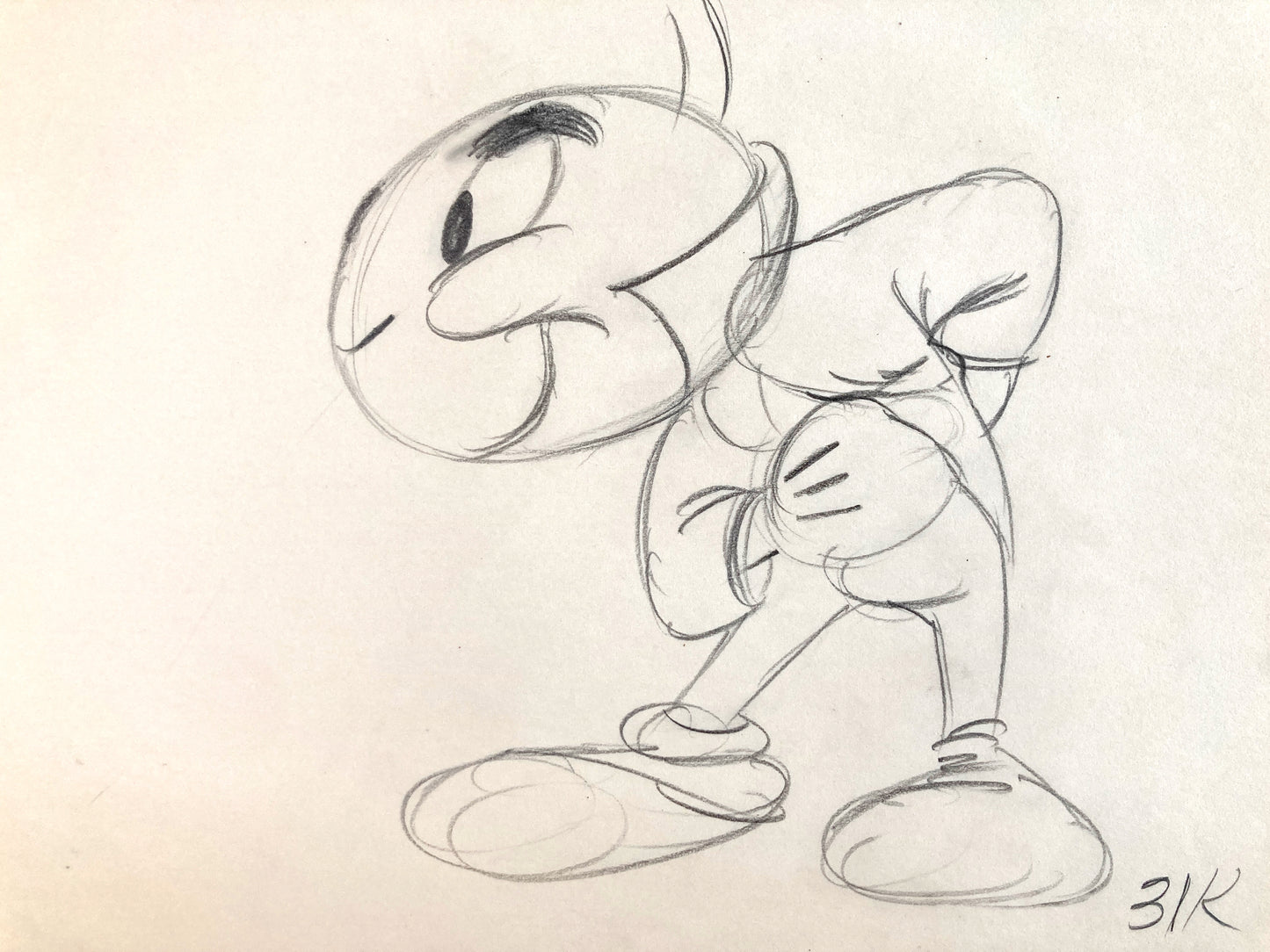 Jiminy Cricket : Original Production Used Rough Animation Drawing (Walt Disney, c. 1940-50s). For sale on FLIP Gallery