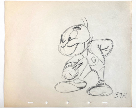 Jiminy Cricket : Original Production Used Rough Animation Drawing (Walt Disney, c. 1940-50s). For sale on FLIP Gallery