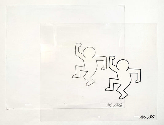 Keith Haring Original Animation Production Cel and Matching Drawing from Sesame Street (1980’s). The meeting of contemporary art and animation art. For sale on FLIP Gallery