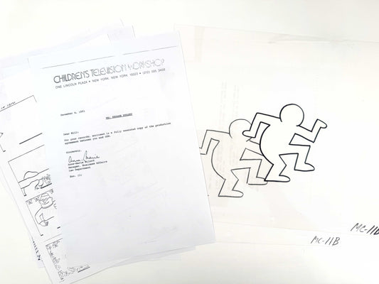 Keith Haring - Original Animation Cel and Matching Drawing « Sesame Street » (1980’s). The meeting of contemporary art and animation art! For sale on FLIP Gallery
