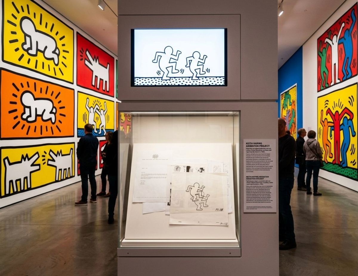 Keith Haring - Original Animation Cel and Matching Drawing « Sesame Street » (1980’s). The meeting of contemporary art and animation art! For sale on FLIP Gallery
