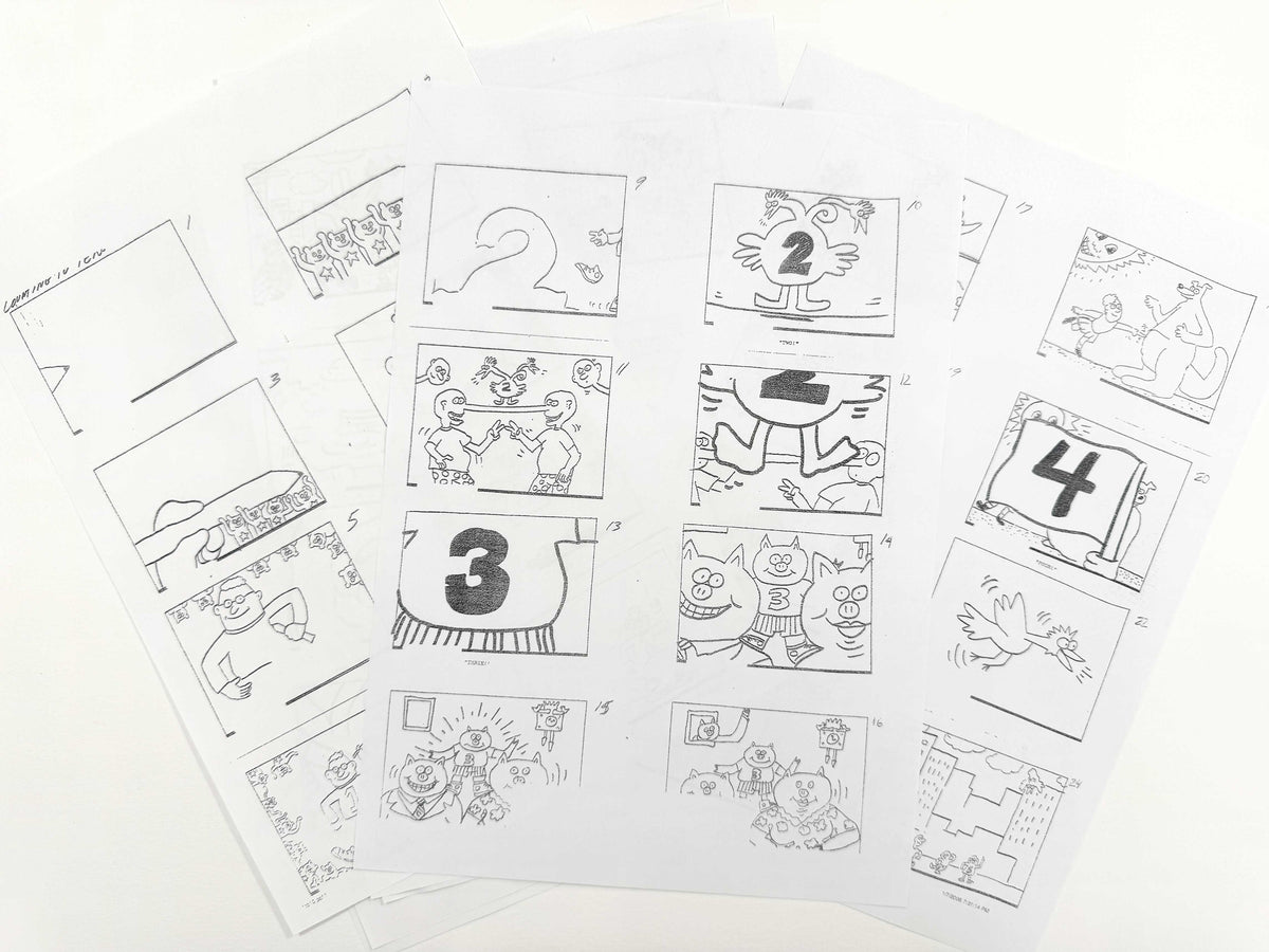 Keith Haring - Original Animation Cel and Matching Drawing « Sesame Street » (1980’s). The meeting of contemporary art and animation art! For sale on FLIP Gallery