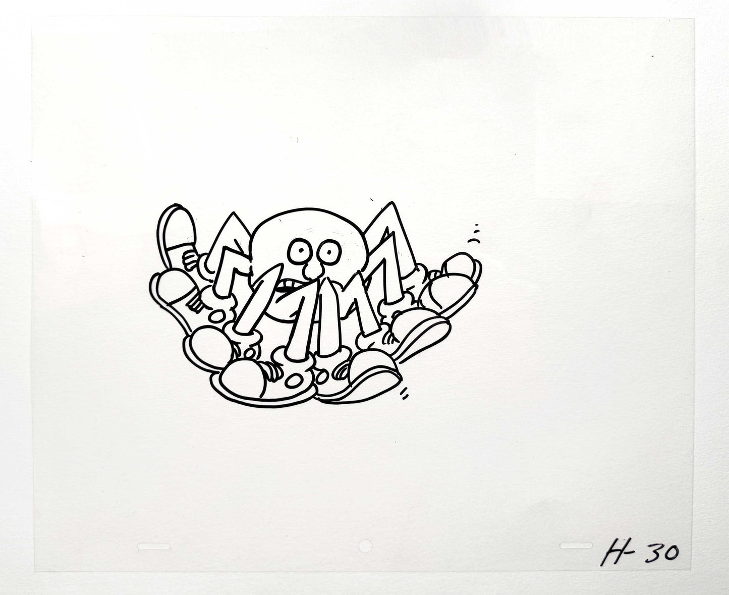 Keith Haring Original Animation Production Cel from Sesame Street (1980’s). The meeting of contemporary art and animation art. For sale on FLIP Gallery