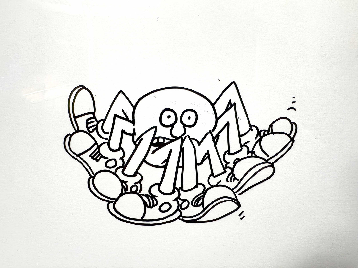 Keith Haring Original Animation Production Cel from Sesame Street (1980’s). The meeting of contemporary art and animation art. For sale on FLIP Gallery