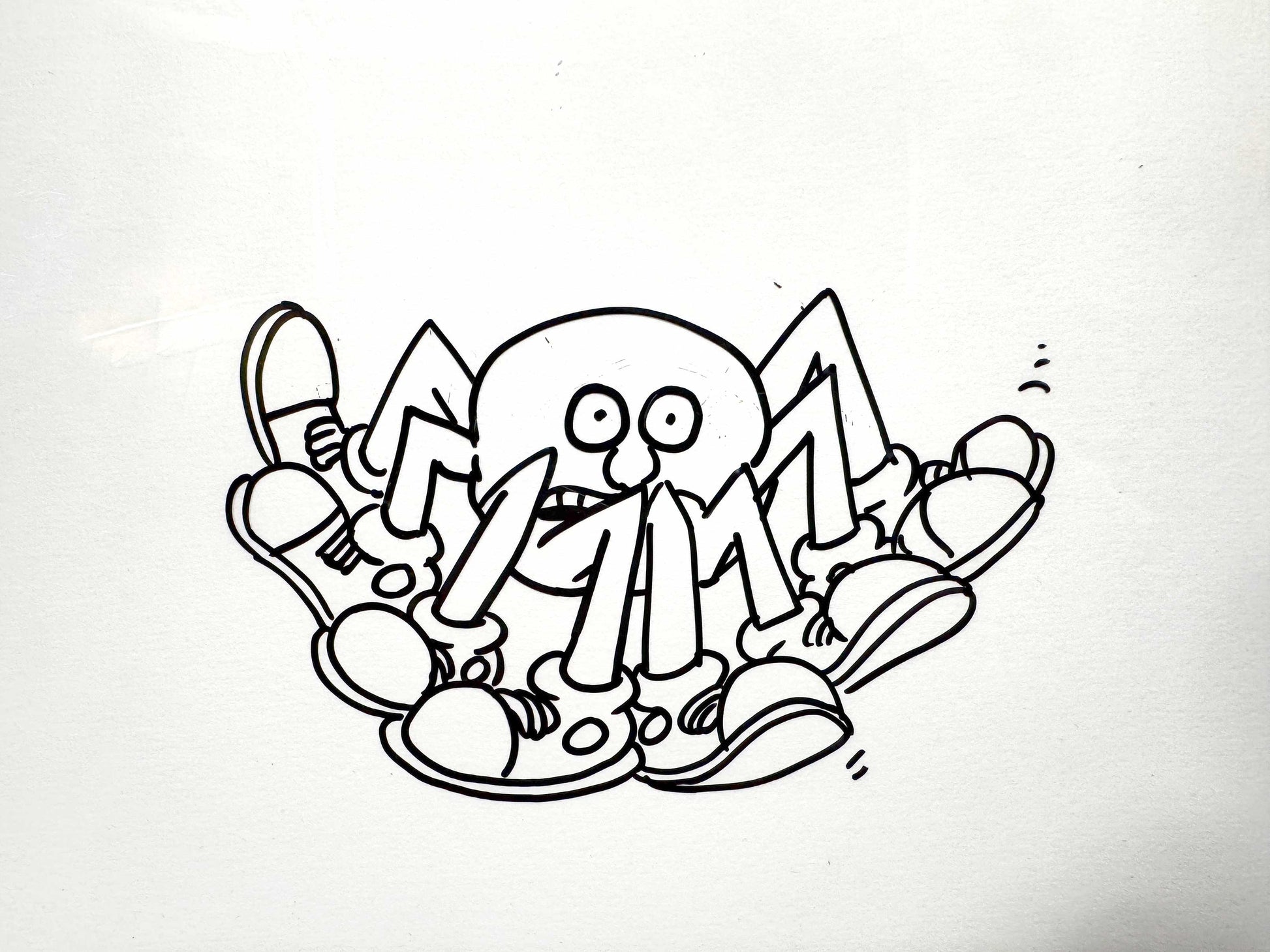 Keith Haring Original Animation Production Cel from Sesame Street (1980’s). The meeting of contemporary art and animation art. For sale on FLIP Gallery