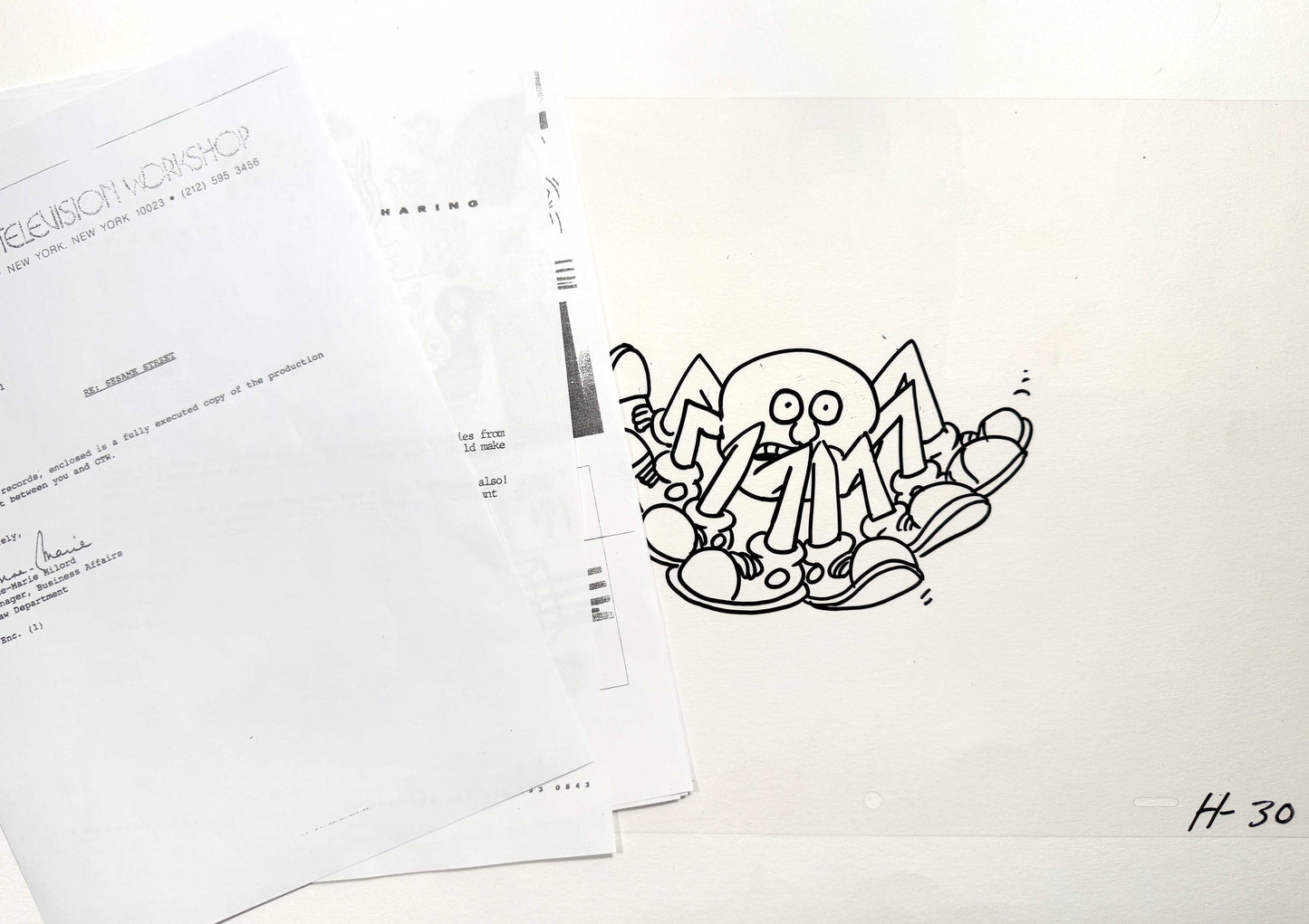 Keith Haring Original Animation Production Cel from Sesame Street (1980’s). The meeting of contemporary art and animation art. For sale on FLIP Gallery