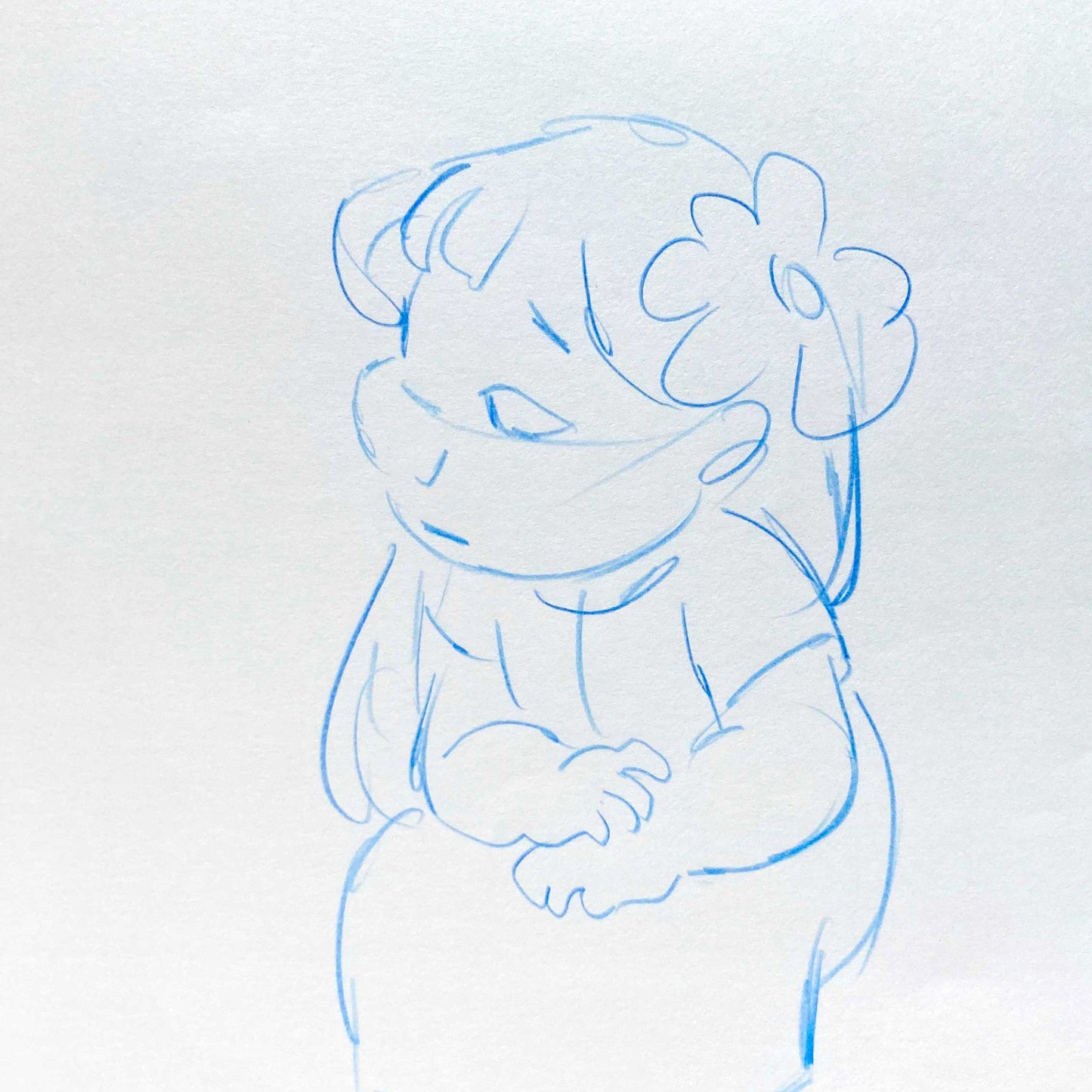 Lilo & Stitch - Lilo Original Production Used Rough Drawing (Walt Disney, 2002). For sale on FLIP Gallery