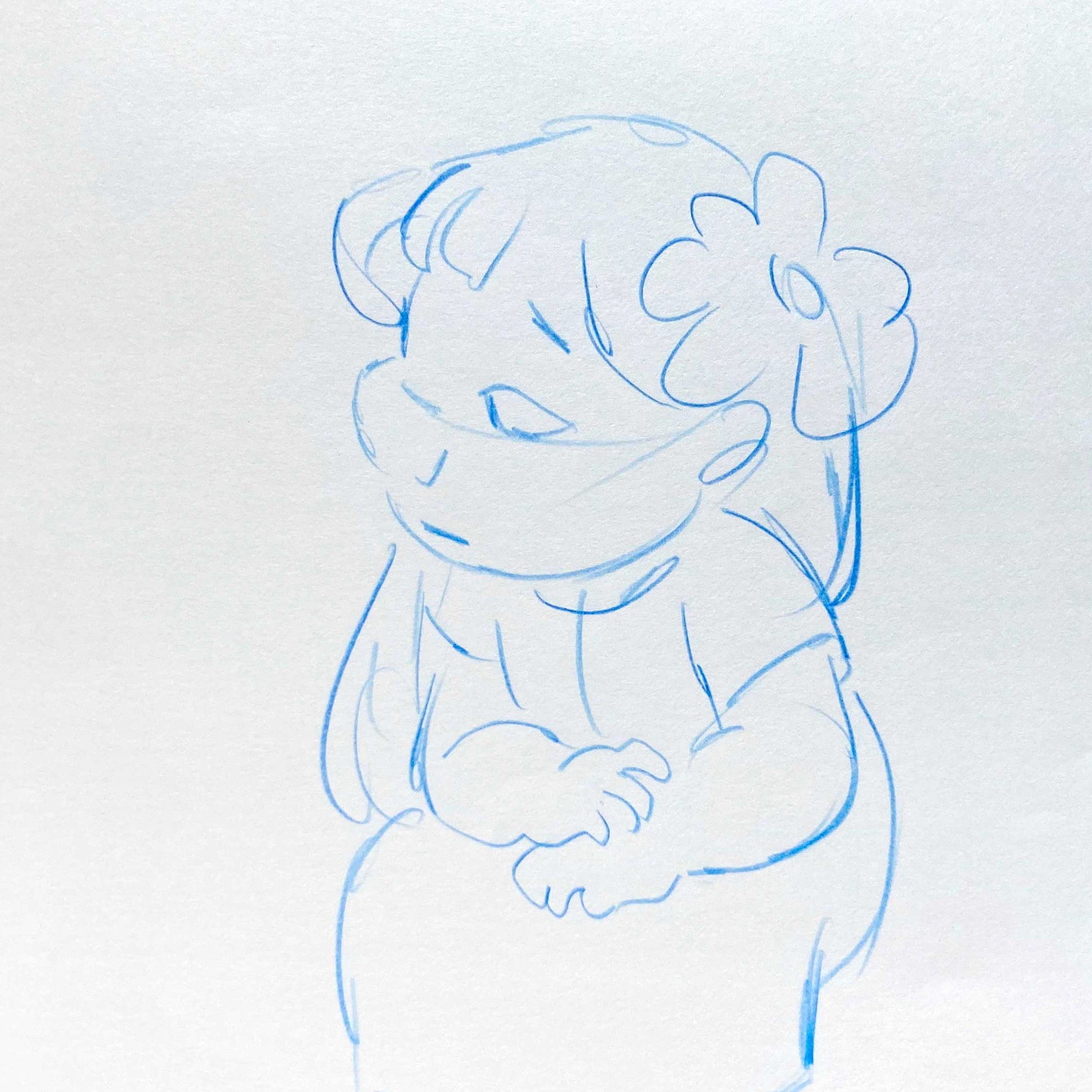 Lilo & Stitch - Lilo Original Production Used Rough Drawing (Walt Disney, 2002). For sale on FLIP Gallery