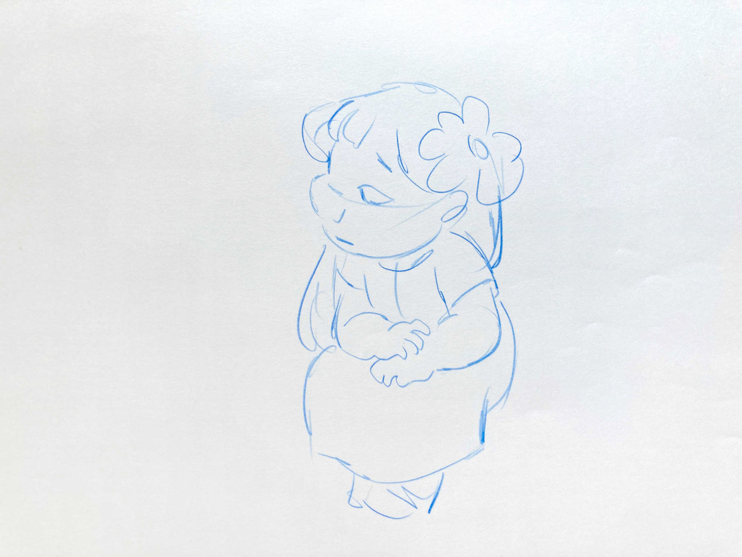 Lilo & Stitch - Lilo Original Production Used Rough Drawing (Walt Disney, 2002). For sale on FLIP Gallery
