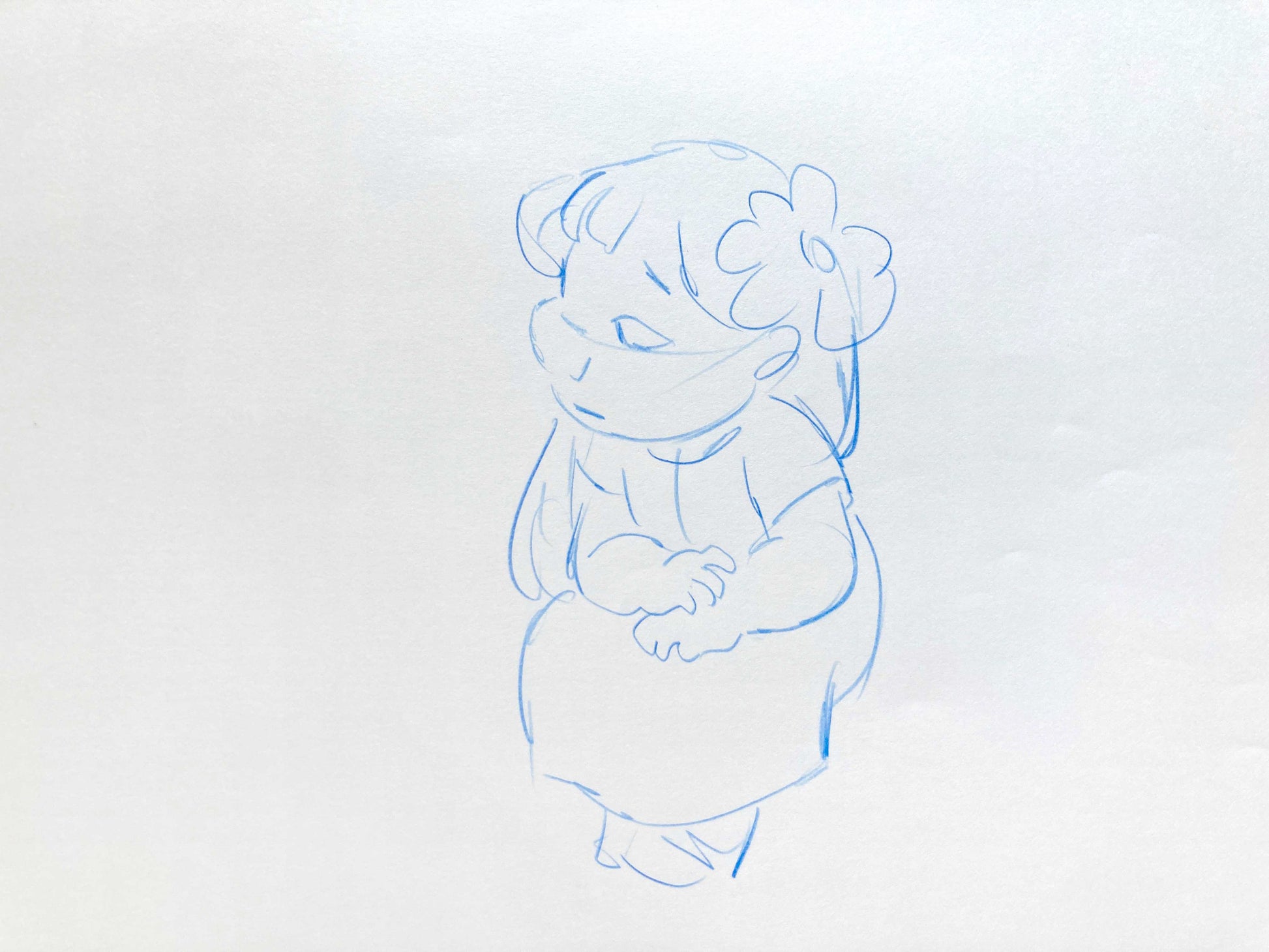 Lilo & Stitch - Lilo Original Production Used Rough Drawing (Walt Disney, 2002). For sale on FLIP Gallery
