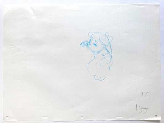Lilo & Stitch - Lilo Original Production Used Animation Rough Drawing (Walt Disney, 2002). For sale on FLIP Gallery