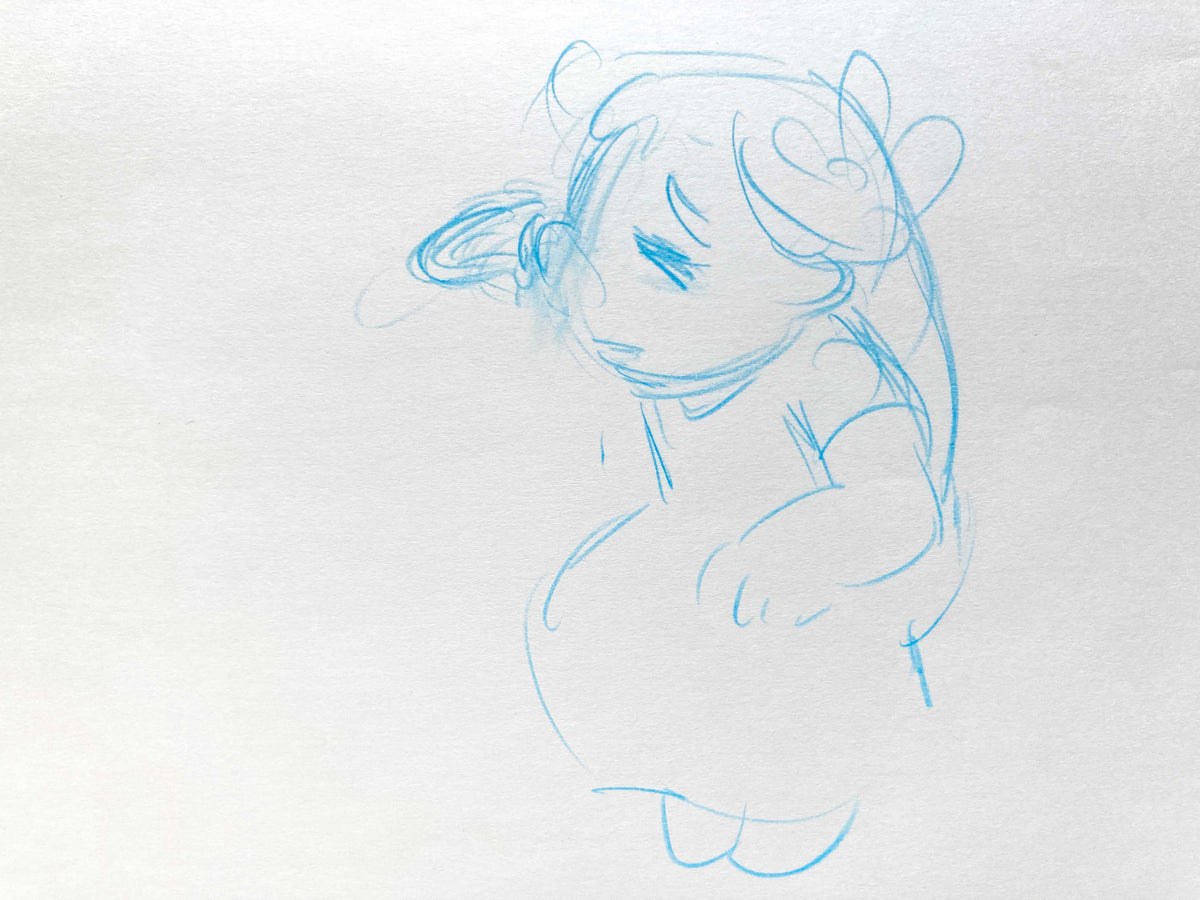 Lilo & Stitch - Lilo Original Production Used Animation Rough Drawing (Walt Disney, 2002). For sale on FLIP Gallery