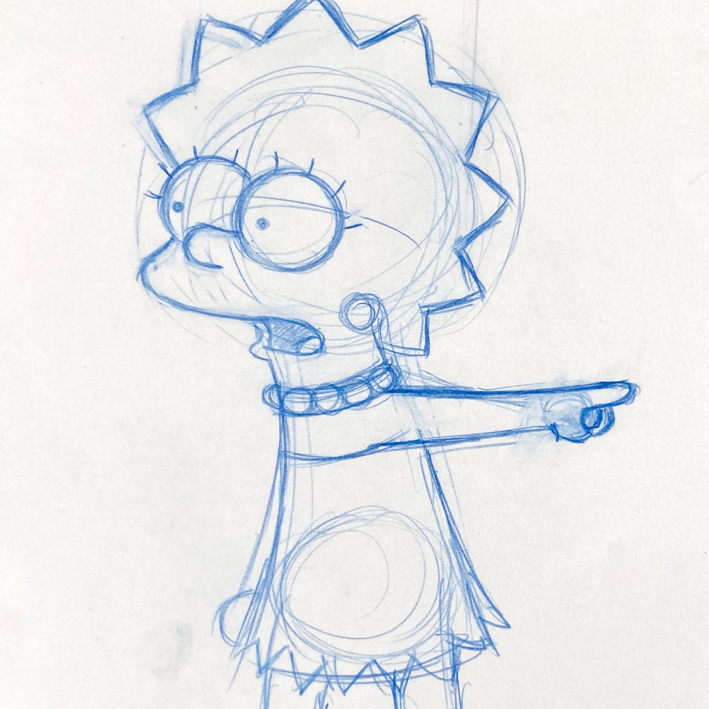 Original Animation Production Art Drawing of Lisa from The Simpsons