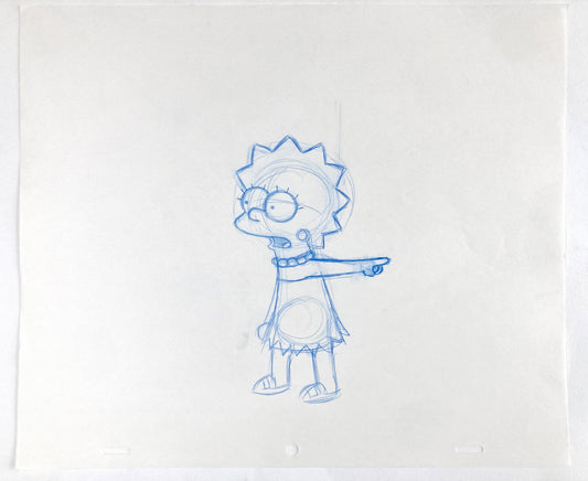 Original Animation Production Art Drawing of Lisa from The Simpsons
