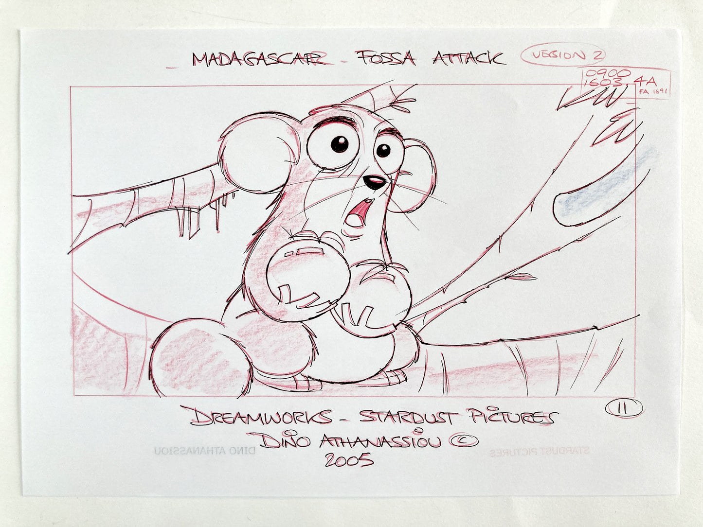 Madagascar : Original Production Used Storyboard Art Signed (DreamWorks, 2005) + Signed CERTIFICATE. For sale on FLIP Gallery