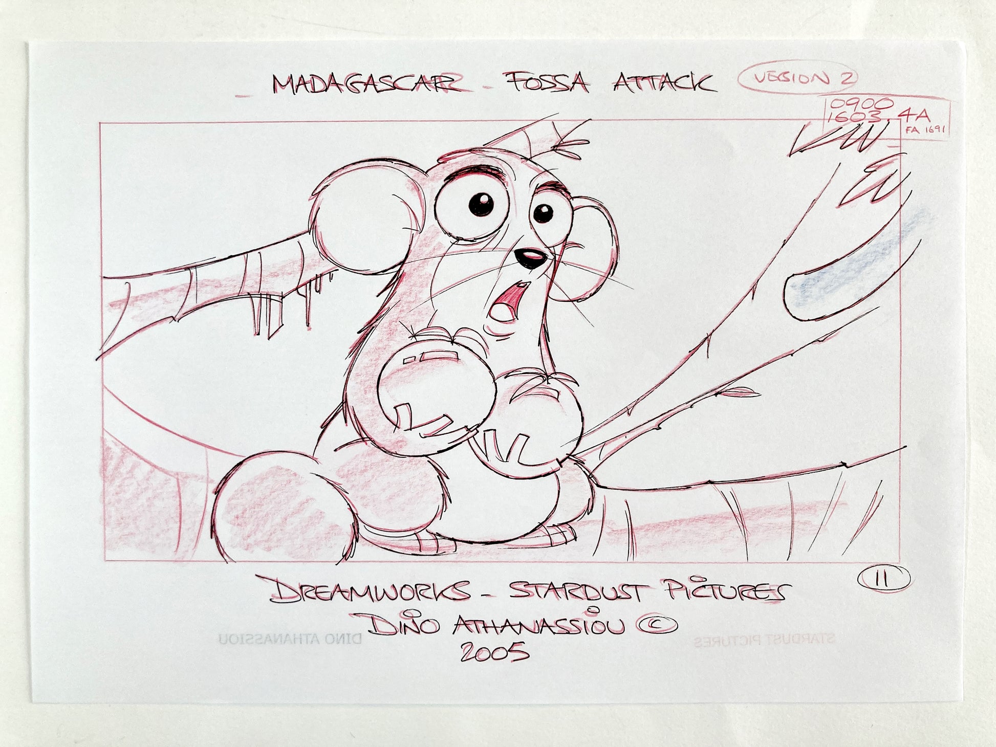 Madagascar : Original Production Used Storyboard Art Signed (DreamWorks, 2005) + Signed CERTIFICATE. For sale on FLIP Gallery