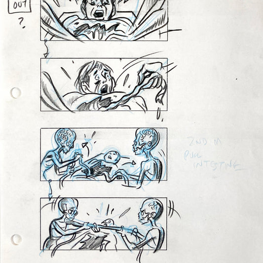 Mars Attacks! Original Production Used Storyboard Drawing by Pete Von Sholly (Warner Brothers, 1996). For sale on FLIP Gallery