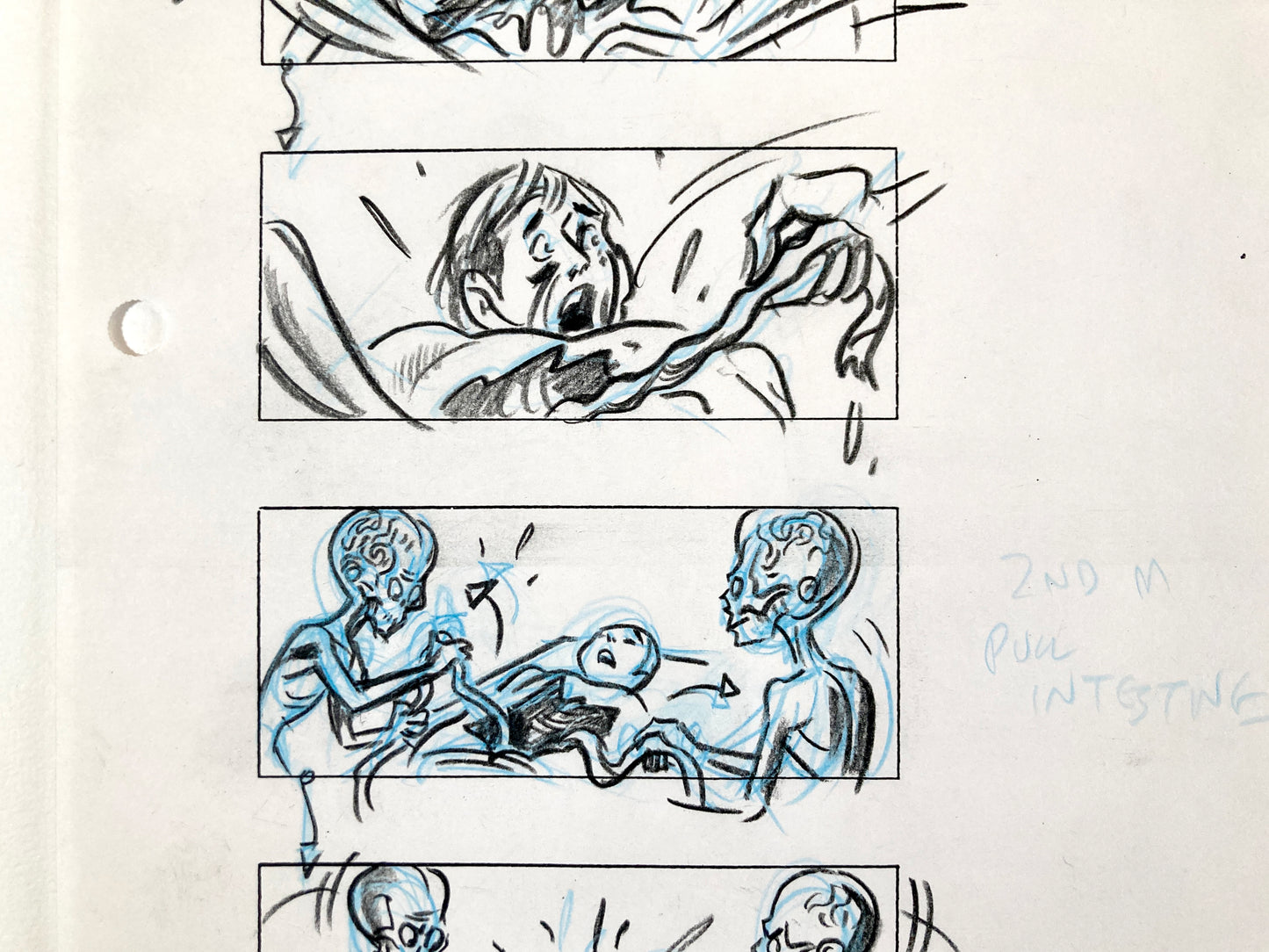 Mars Attacks! Original Production Used Storyboard Drawing by Pete Von Sholly (Warner Brothers, 1996). For sale on FLIP Gallery