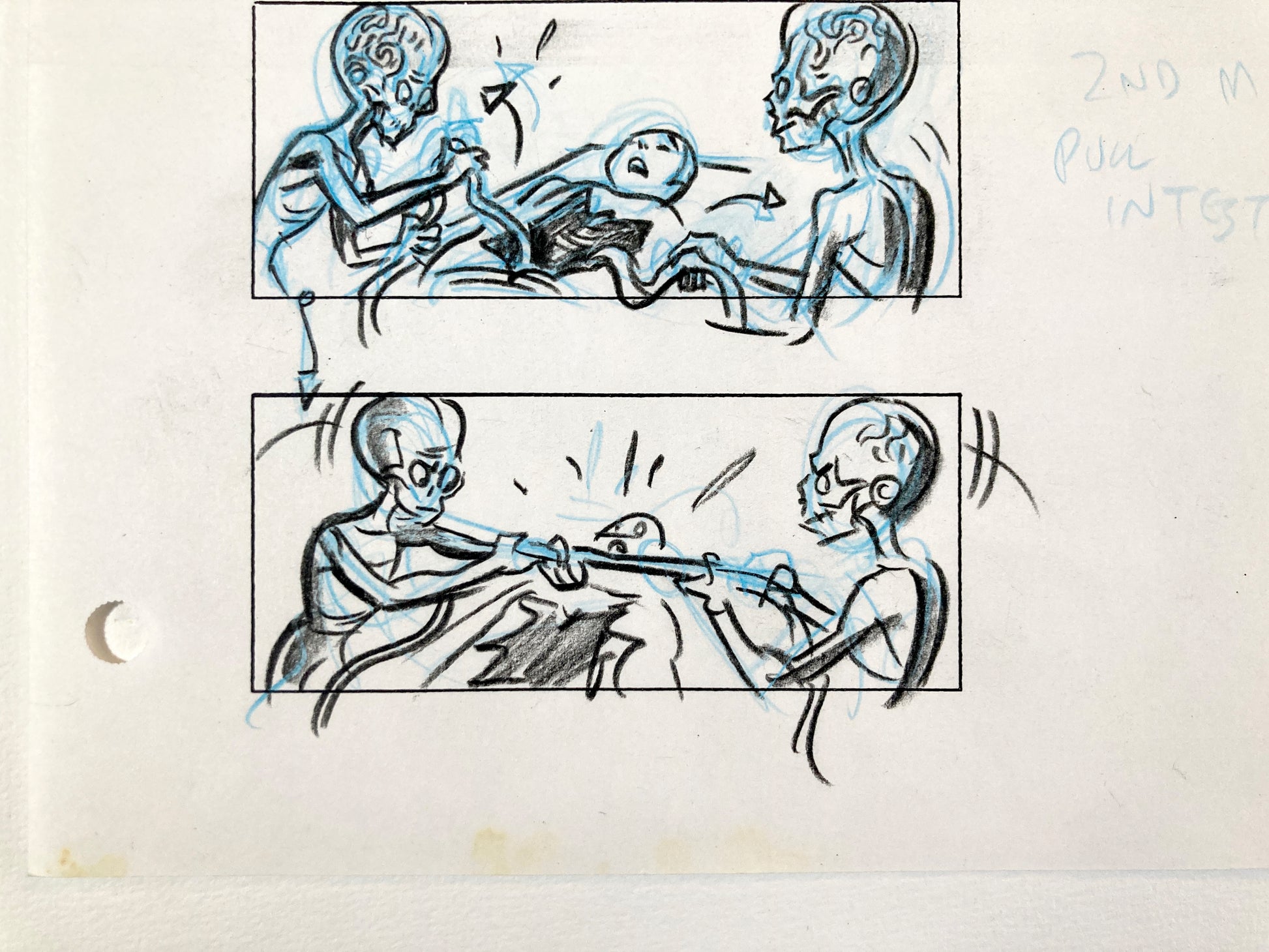 Mars Attacks! Original Production Used Storyboard Drawing by Pete Von Sholly (Warner Brothers, 1996). For sale on FLIP Gallery