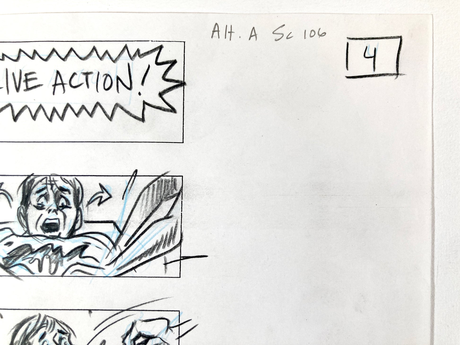 Mars Attacks! Original Production Used Storyboard Drawing by Pete Von Sholly (Warner Brothers, 1996). For sale on FLIP Gallery