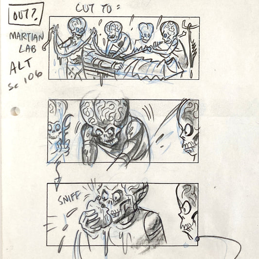 Original Storyboard Drawing of Mars Attacks