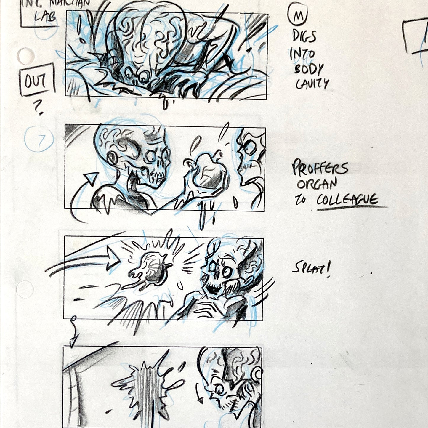 Mars Attacks! Original Production Used Storyboard Drawing by Pete Von Sholly (Warner Brothers, 1996). For sale on FLIP Gallery