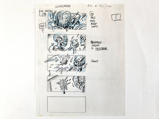 Mars Attacks! Original Production Used Storyboard Drawing by Pete Von Sholly (Warner Brothers, 1996). For sale on FLIP Gallery