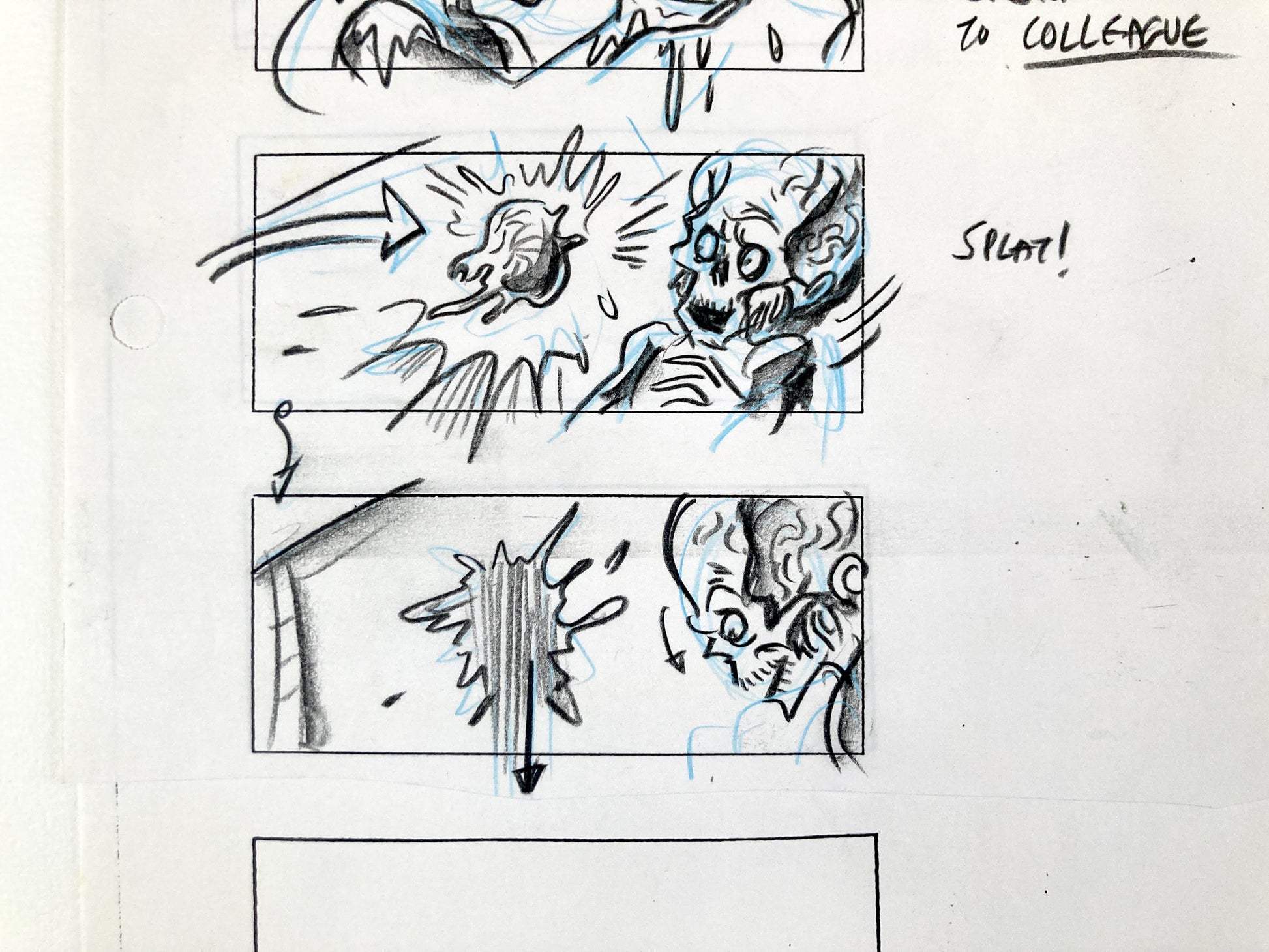 Mars Attacks! Original Production Used Storyboard Drawing by Pete Von Sholly (Warner Brothers, 1996). For sale on FLIP Gallery