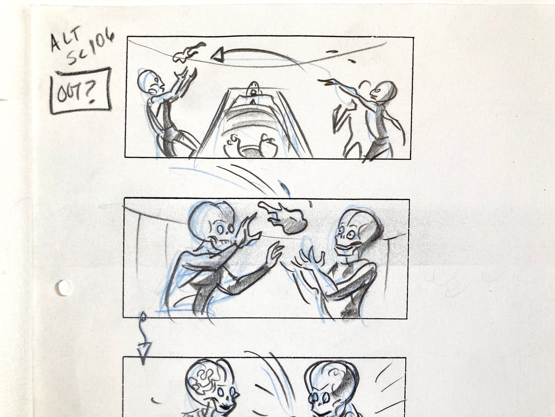 Mars Attacks! Original Production Used Storyboard Drawing by Pete Von Sholly (Warner Brothers, 1996). For sale on FLIP Gallery