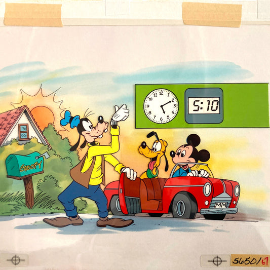 Mickey and Goofy : Original Cel and Hand-Painted background from Disney Discovery Series (Walt Disney, 1987). For sale on FLIP Gallery