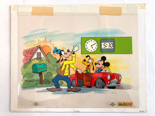 Mickey and Goofy : Original Cel and Hand-Painted background from Disney Discovery Series (Walt Disney, 1987). For sale on FLIP Gallery