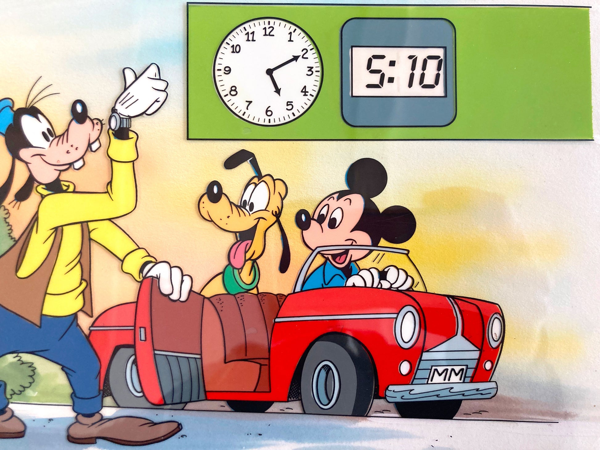 Mickey and Goofy : Original Cel and Hand-Painted background from Disney Discovery Series (Walt Disney, 1987). For sale on FLIP Gallery