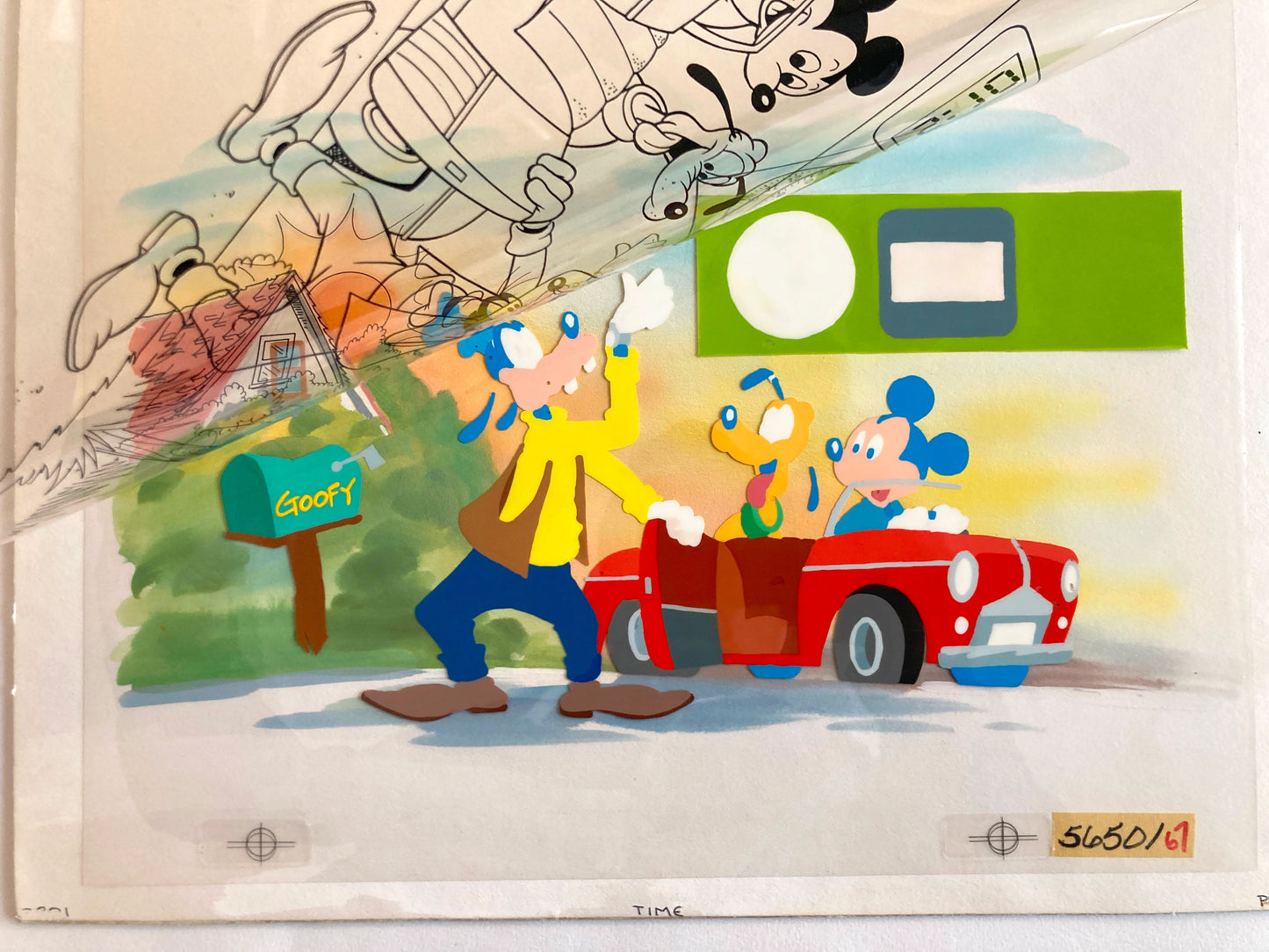 Mickey and Goofy : Original Cel and Hand-Painted background from Disney Discovery Series (Walt Disney, 1987). For sale on FLIP Gallery