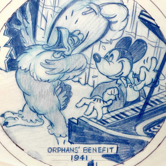 Mickey Mouse Original Preliminary Layout Art for Collector Plate Series (Disney, c. 1970s). For sale on FLIP Gallery