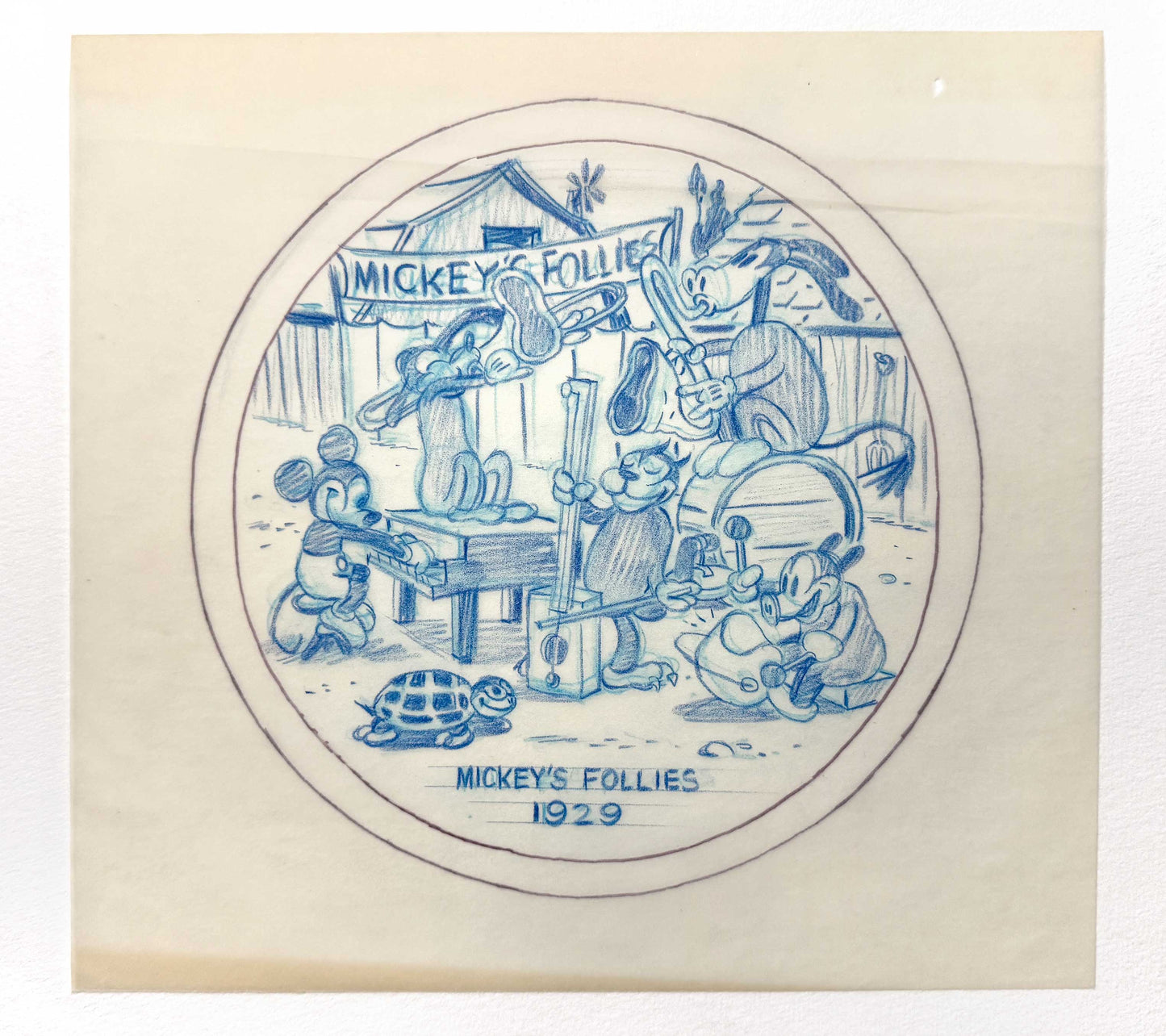 Mickey Mouse Original Preliminary Layout Art for Collector Plate Series (Disney, c. 1970s). For sale on FLIP Gallery