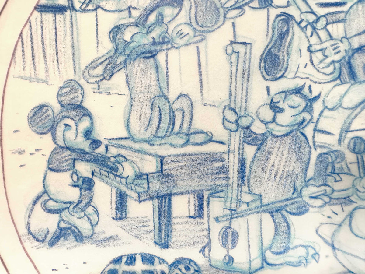 Mickey Mouse Original Preliminary Layout Art for Collector Plate Series (Disney, c. 1970s). For sale on FLIP Gallery