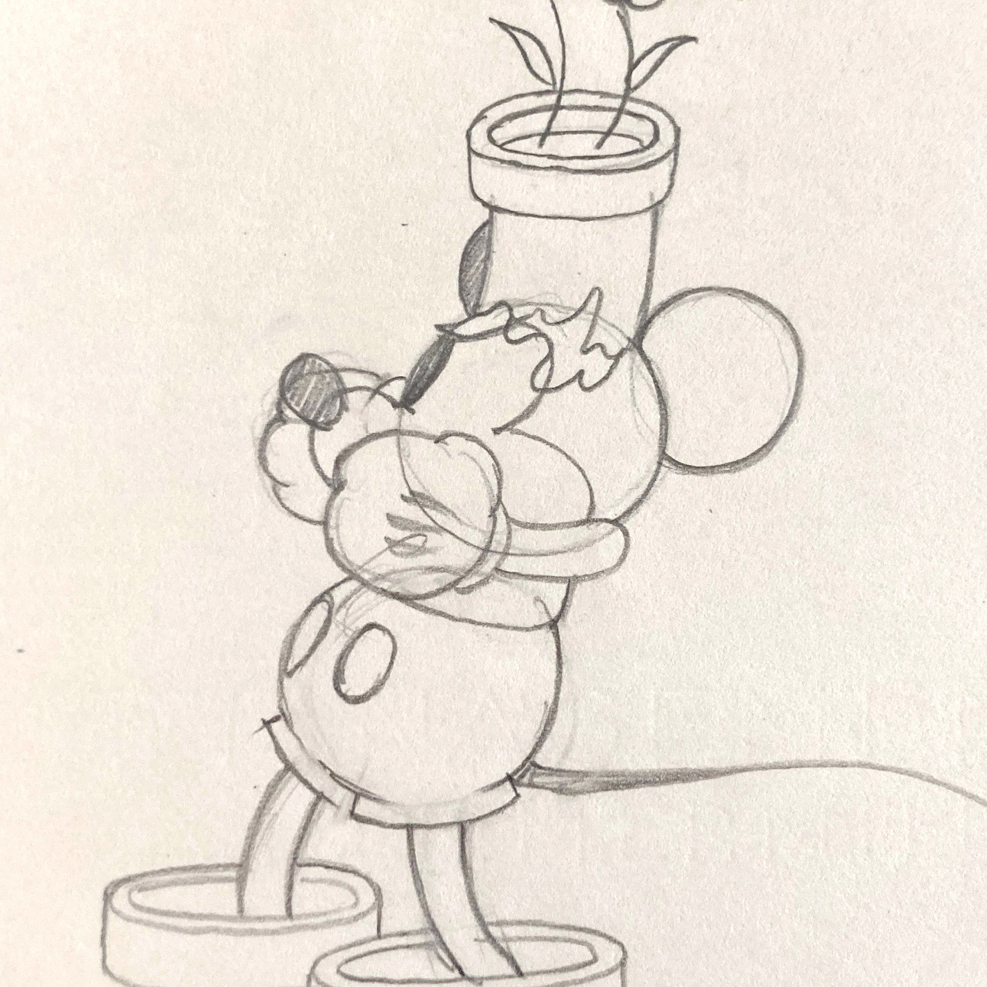 Original Animation Production Drawing of Mickey Mouse of 1932 from Walt Disney Studios