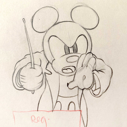 Vintage Original Animation Production Art Drawing of Mickey Mouse from 1936