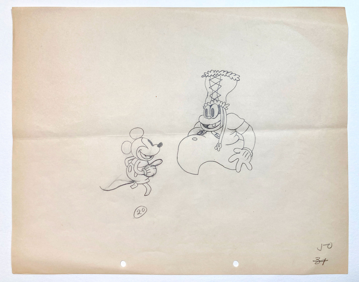 Trader Mickey : Mickey Mouse and Native Chief Original Animation Production Drawing (Walt Disney, 1932). For sale on FLIP Gallery