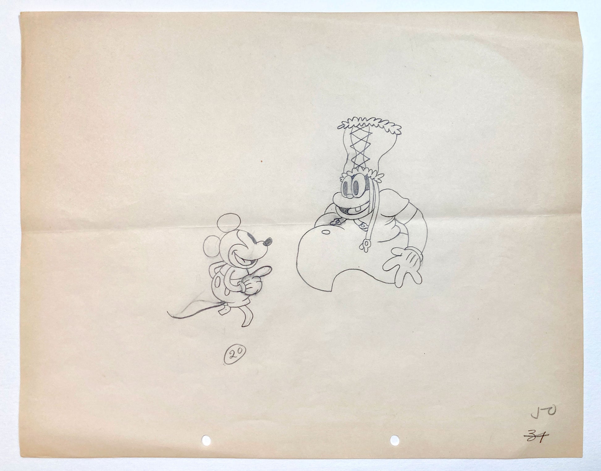 Trader Mickey : Mickey Mouse and Native Chief Original Animation Production Drawing (Walt Disney, 1932). For sale on FLIP Gallery