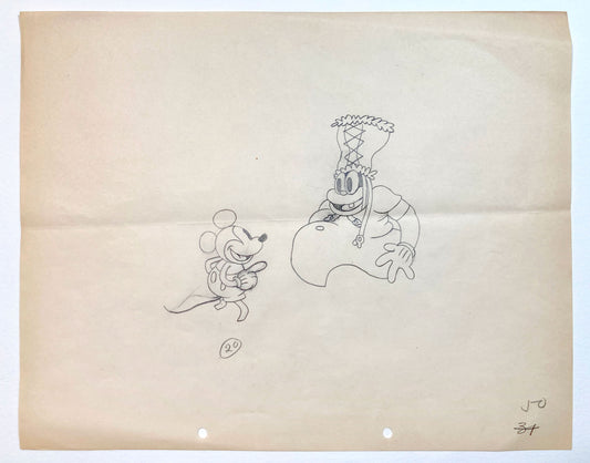Trader Mickey : Mickey Mouse and Native Chief Original Animation Production Drawing (Walt Disney, 1932). For sale on FLIP Gallery