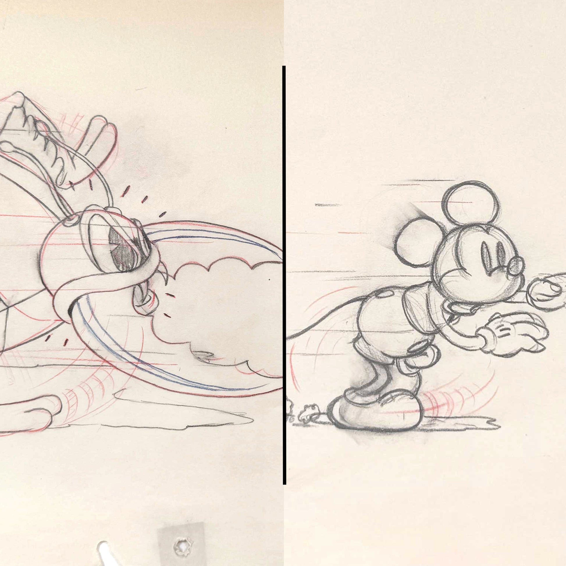 Mickey's Garden - Mickey Mouse and Giant Stag Beetle Original Vintage Animation Art Drawing - Group of 2 (Walt Disney, 1935). For sale on FLIP Gallery