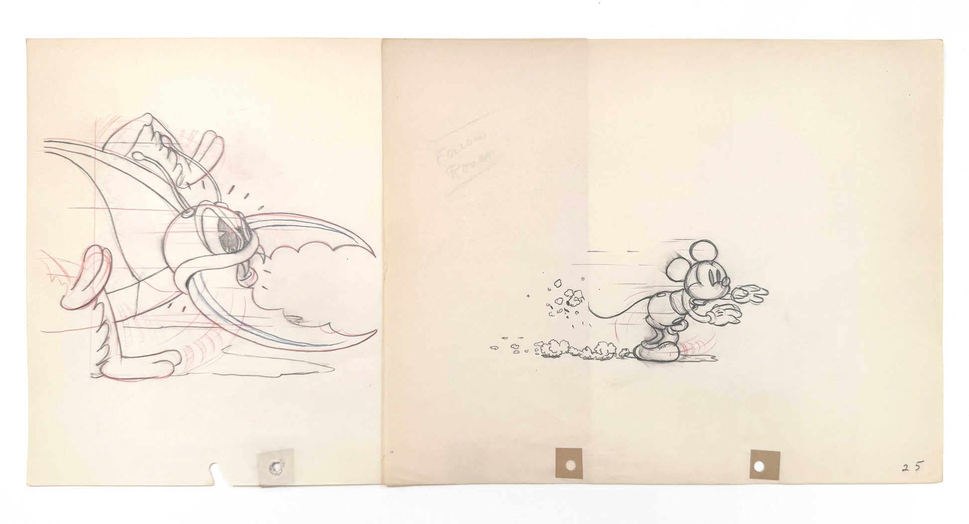 Mickey's Garden - Mickey Mouse and Giant Stag Beetle Original Vintage Animation Art Drawing - Group of 2 (Walt Disney, 1935). For sale on FLIP Gallery