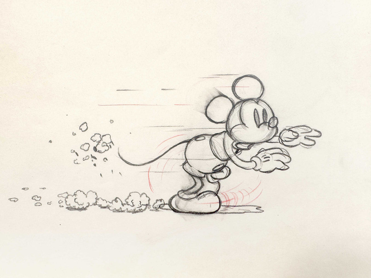 Mickey's Garden - Mickey Mouse and Giant Stag Beetle Original Vintage Animation Art Drawing - Group of 2 (Walt Disney, 1935). For sale on FLIP Gallery