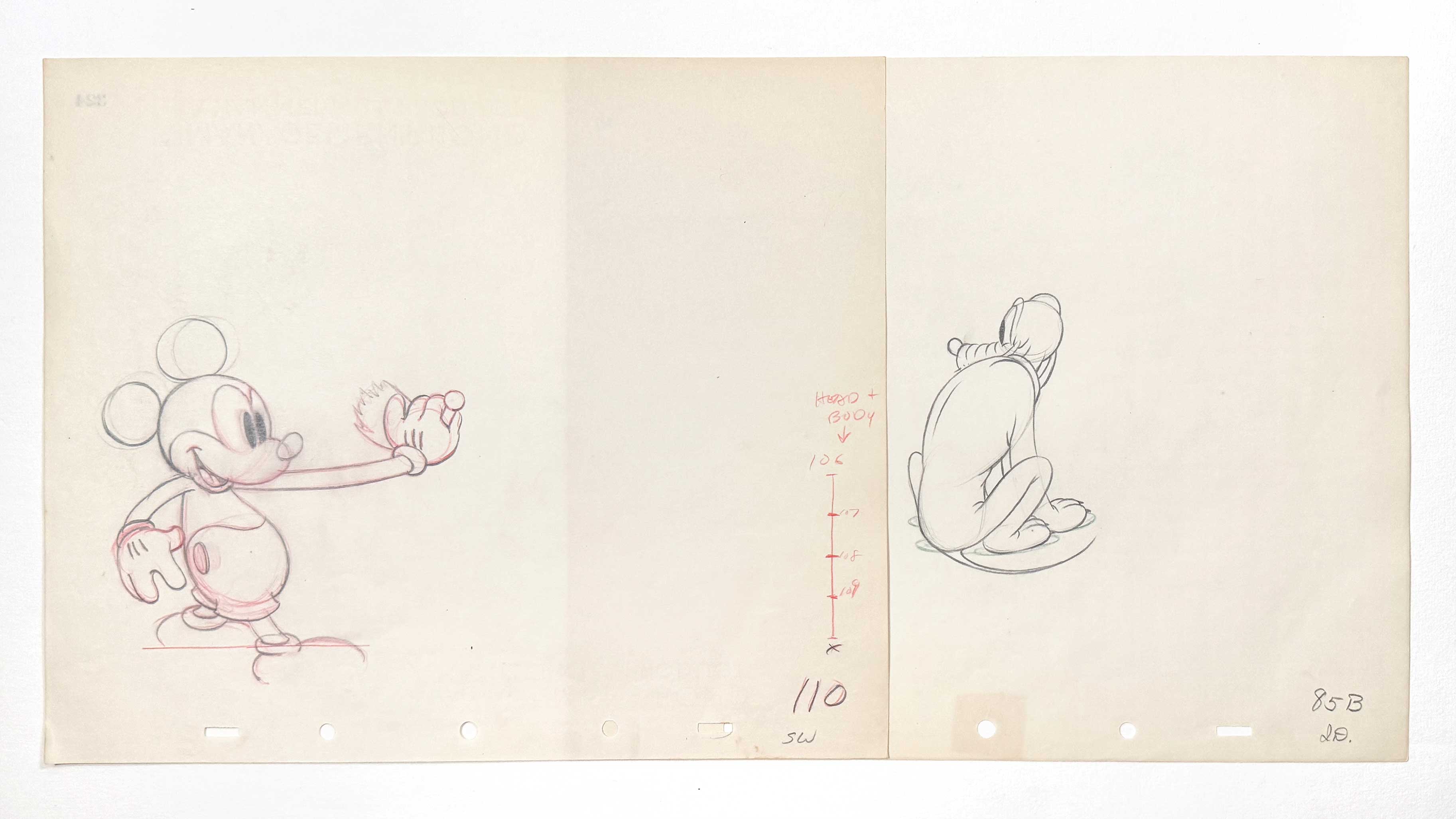 MICKEY MOUSE and PLUTO : Original Animation Pair of Production