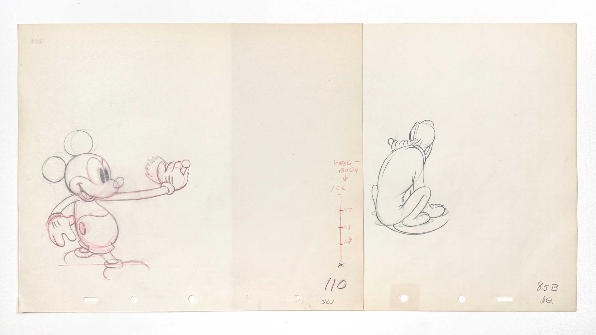 Society Dog Show - Mickey Mouse and Pluto Pair of Animation Drawings (Walt Disney, 1939). For sale on FLIP Gallery