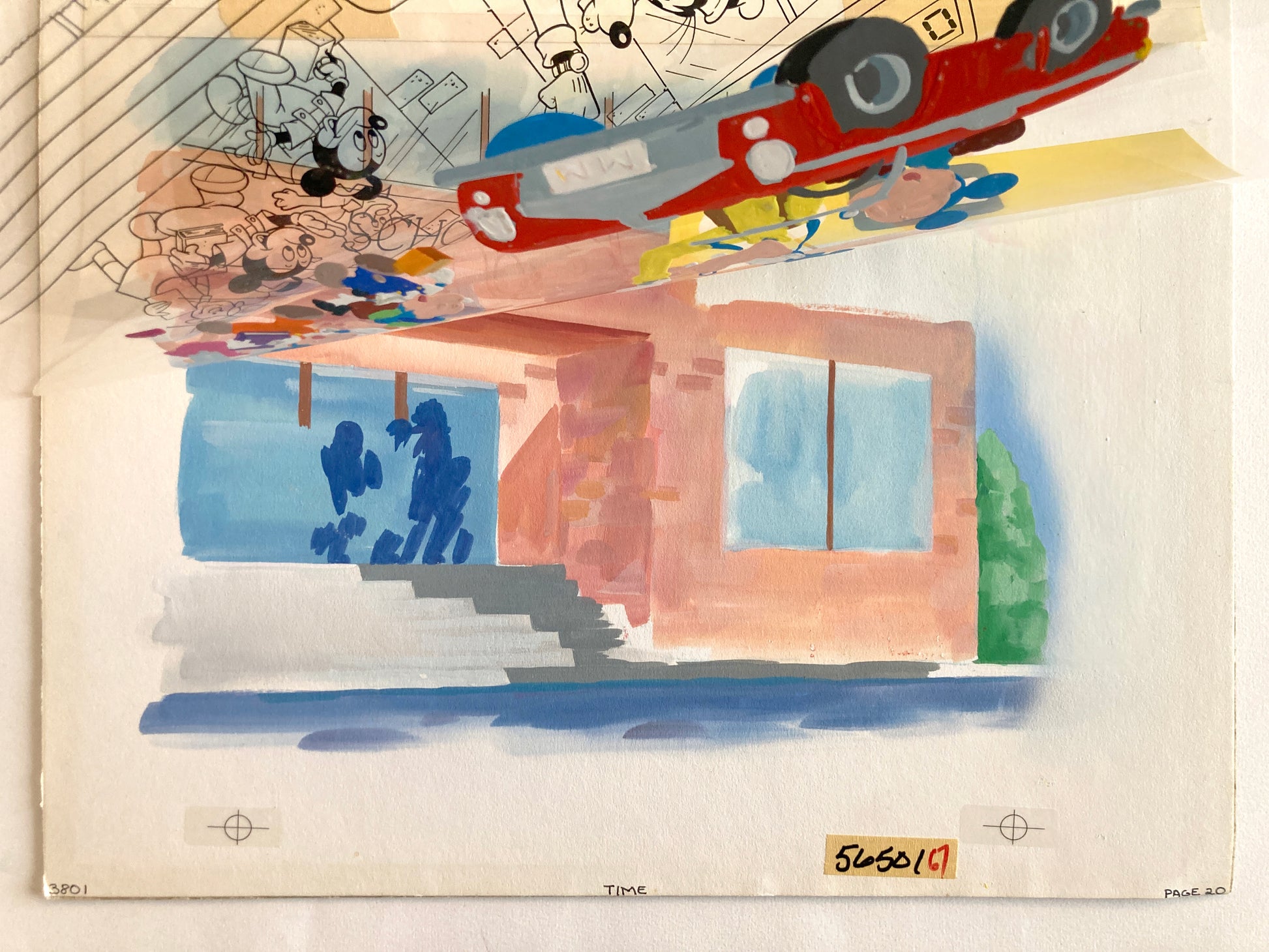 Mickey and Goofy : Original Cel and Hand-Painted background from Disney Discovery Series (Walt Disney, 1987). For sale on FLIP Gallery
