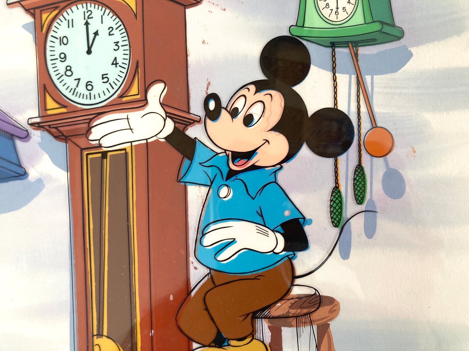 Mickey and Goofy : Original Cel and Hand-Painted background from Disney Discovery Series (Walt Disney, 1987). For sale on FLIP Gallery