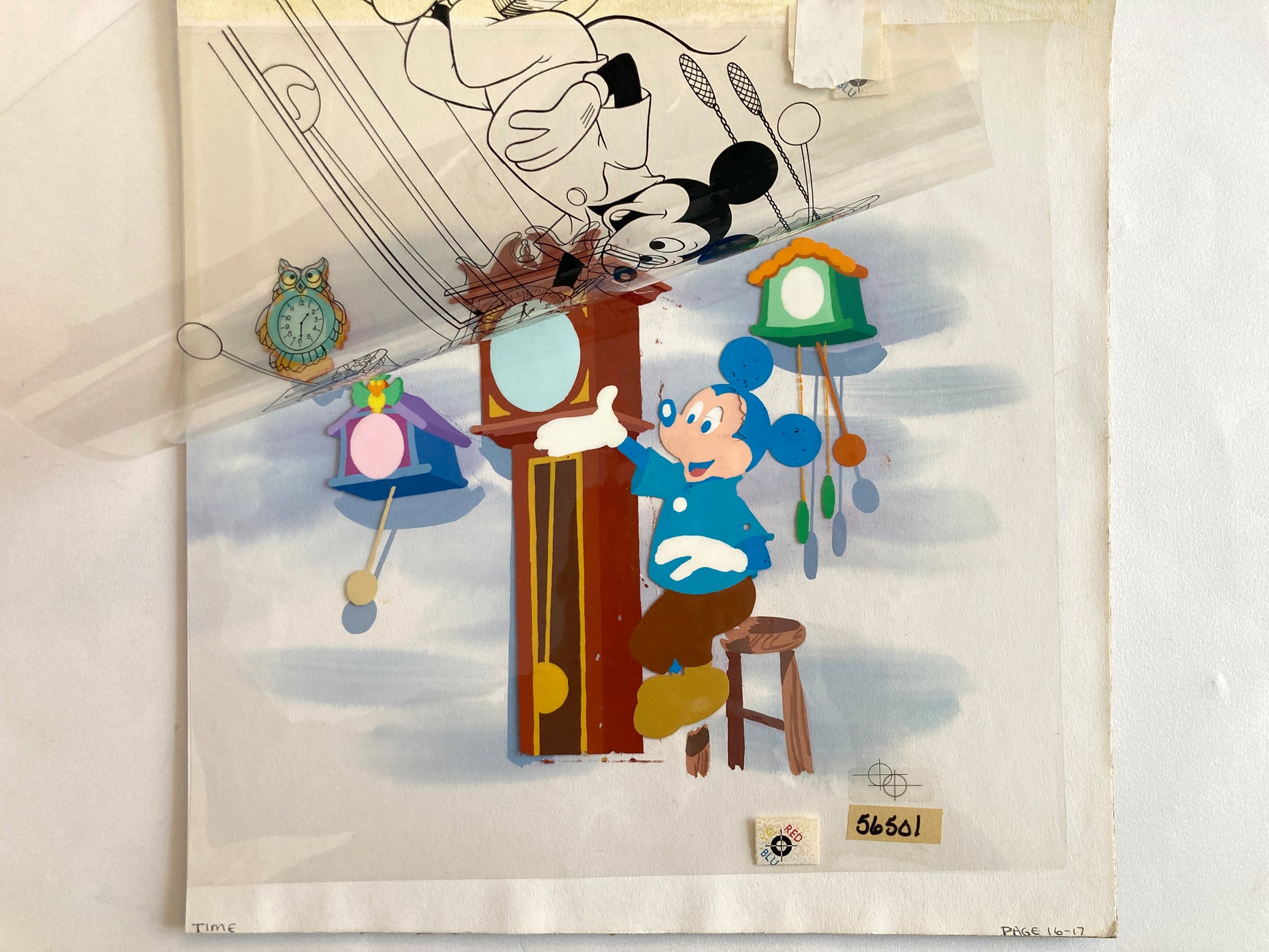 Mickey and Goofy : Original Cel and Hand-Painted background from Disney Discovery Series (Walt Disney, 1987). For sale on FLIP Gallery