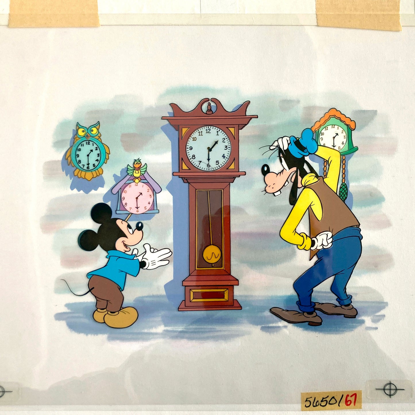 Mickey and Goofy : Original Cel and Hand-Painted background from Disney Discovery Series (Walt Disney, 1987). For sale on FLIP Gallery